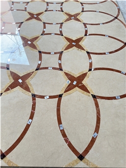 Beige Marble Floor Pattern Square Medallions