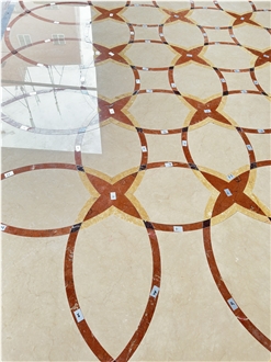 Beige Marble Floor Pattern Square Medallions