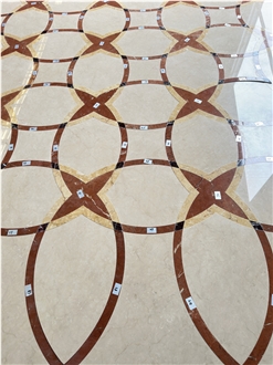 Beige Marble Floor Pattern Square Medallions