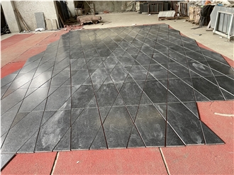 Leather Angola Black Granite Tiles For Indoor Floor