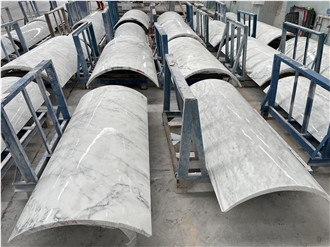 Snow White Marble Veneer Column Carved