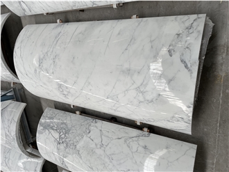 Snow White Marble Veneer Column Carved