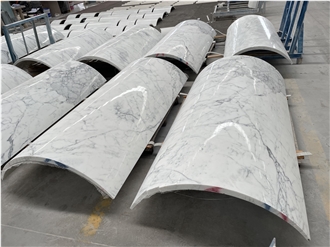 Snow White Marble Veneer Column Carved