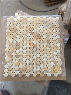 China Yellow Onyx Round Shape Mosaic Tiles