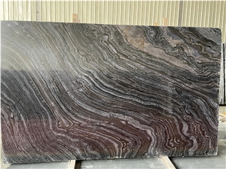 Chinese Black Ancient Wooden Veins Marble Slabs