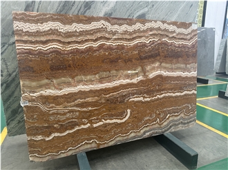Natural Brown Polished Onyx Stone Caramel Slab Floor Tiles