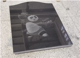 Black Grainte Kung Fu Panda Engraved Headstone