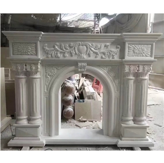 Hand Craft Italian Arabescato Marble Modern Fireplace