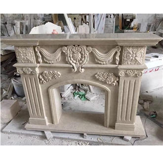 Hand Craft Italian Arabescato Marble Modern Fireplace