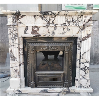 Hand Craft Italian Arabescato Marble Modern Fireplace