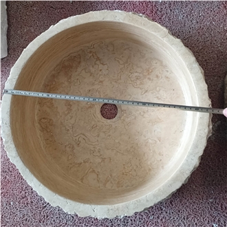 Natural Rough  Beige Travertine Vessel Sink