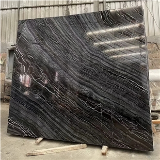 Polished Black Wooden Marble Slabs