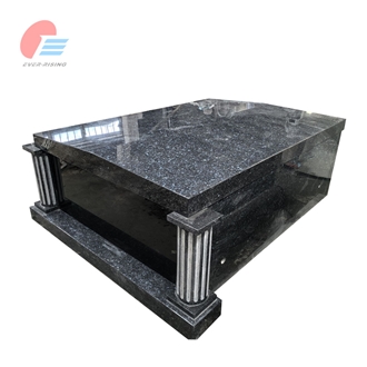 Blue Pearl Granite Two Crypt Double Polished Mausoleum