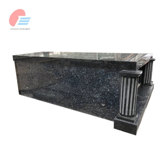 Blue Pearl Granite Two Crypt Double Polished Mausoleum