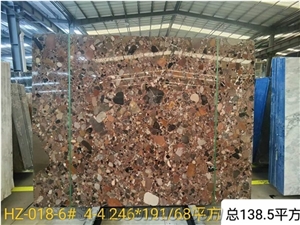 Colorful Pearls Multicolor Red Marble Slabs