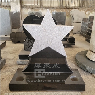 Pearl White, Black Granite Star Shape Kids Headstone