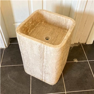 Travertine Pedestal Basin