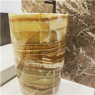 YUANDA Natural Onyx Stone Pedestal Basins