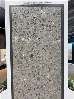 Ceppo Gray Caramel Terrazzo Slab