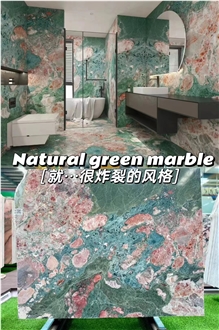 China Beautiful Four Seasons Pink Green Marble Slabs