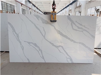 Calacatta White Quartz Slabs For Flooring Wall Cladding