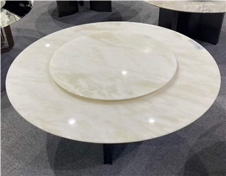 Bianco Milan Marble Coffee Table With Metal Base