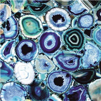 Blue Agate Semiprecious Stone Slabs