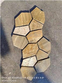 China Yellow Slate Meshed Flagstone