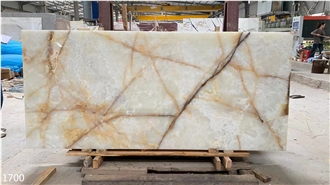 Onyx White Orange Slabs Peruvian Yellow Flower Ice Onix Tile