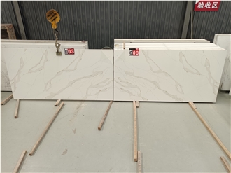 Custom Size Premium Quality Thin Gold Veins 5054 Quartz Slabs