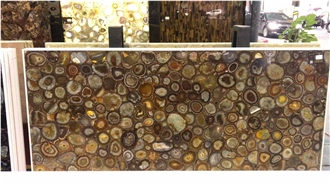 Coffee Brown Semiprecious Stone Backlit Gemstone Slabs