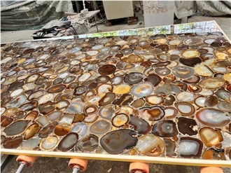 Coffee Brown Semiprecious Stone Backlit Gemstone Slabs