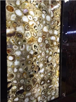 Coffee Brown Semiprecious Stone Backlit Gemstone Slabs