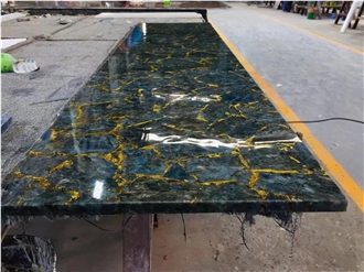 Labradorite Blue Semiprecious Stone Round Table Tops