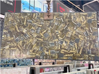Yellow Fossil Gemstone Table Coffee Table Tops