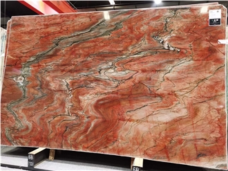 Brazil Revolution Wave Red Quartzite Slabs