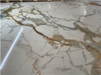 Artificial Exterior Stone Cladding Artificial Calacatta Quartz Slabs