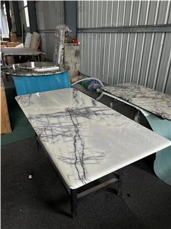 Sealed Marble Milas Lilac Table Top For Coffee Shop Decor