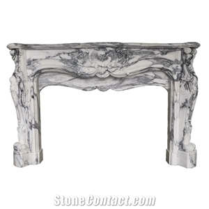 French Style Fireplace In Arabescato Marble