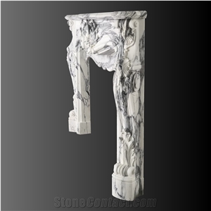 French Style Fireplace In Arabescato Marble