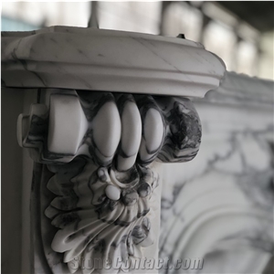 French Style Fireplace In Arabescato Marble