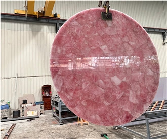 Rose Semiprecious Stone Rose Gemstone Round Table Tops