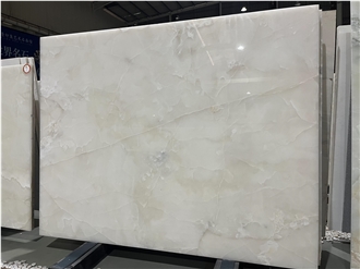White Onyx Slabs With Brown Veins For Bathroom