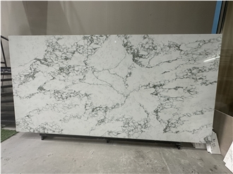 Calacatta White Style Artifical Stone Slab Quartz Tiles
