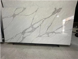 Wholesales New Arrival White Quartz Slabs With Gray Veins