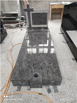 Bahama Blue Granite Cross Monument/Tombstone Custom Design