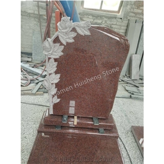 Imperial Red Granite Engraved Tombstone