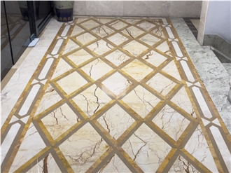 Sofitel Gold Marble Water Jet Carpet Medallions Pattern