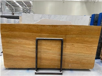 Turkey Gold Travertine Tumbled Slabs For Floor&Wall