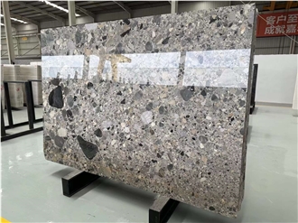 Stone Grigio Conglomerate Slab For Floor Tile